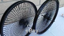 20 Lowrider Bicycle Dayton BLACK Wheels 144 Spokes Front & Rear Set 20x2.125