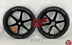 20 X 2.125 6-SPOKE MAG RIM With OLD SCHOOL BMX MOTOCROSS-GRIP TIRES SCRAMBLER BIKE