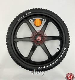 20 X 2.125 6-SPOKE MAG RIM With OLD SCHOOL BMX MOTOCROSS-GRIP TIRES SCRAMBLER BIKE