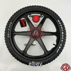 20 X 2.125 6-SPOKE MAG RIM With OLD SCHOOL BMX MOTOCROSS-GRIP TIRES SCRAMBLER BIKE