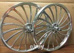 20 x 35mm Front & Rear Freewheel BMX Bicycle Alloy Wheel w 18 spokes Chrome