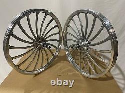 20 x 35mm Front & Rear Freewheel BMX Bicycle Alloy Wheel w 18 spokes Chrome