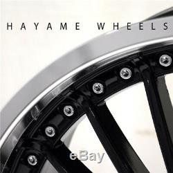 20x10 Hayame Performance Wheel Rims Gloss Black Machined Lip 5x120 Staggered x4