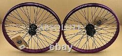 20x2.125 BMX BIKE ALLOY Front OR 9T Cog Rear Wheel 48 Spoke Sealed Bearing Purp
