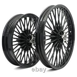 21Front 18Rear Gloss Black Fat Spoke Cast Wheels Touring Heritage Softail Dyna