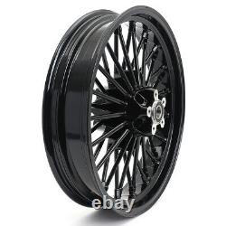 21Front 18Rear Gloss Black Fat Spoke Cast Wheels Touring Heritage Softail Dyna