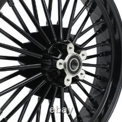 21Front 18Rear Gloss Black Fat Spoke Cast Wheels Touring Heritage Softail Dyna