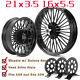 21x3.5 16x5.5 Fat Spoke Wheels Rotors For Harley Touring Street Road Glide 09 Up