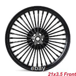 21X3.5 16X5.5 Fat Spoke Wheels Rotors for Harley Touring Street Road Glide 09 UP