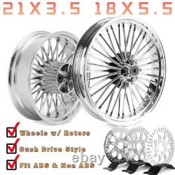 21X3.5 18X5.5 Fat Spoke Wheels Rotor for Harley Touring Electra Glide FLHT 09-23
