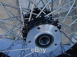 21 & 16 Black Front Rear 60 Spoke Wheel Set For Harley Softail Fxst Fxdwg