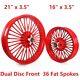 21'' & 16'' Red 36 Fat Spoke Front Rear Wheel Set For Harley Fxst Fxdwg Softail
