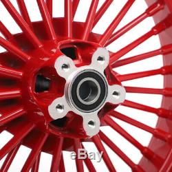 21'' & 16'' Red 36 Fat Spoke Front Rear Wheel Set For HARLEY FXST FXDWG Softail