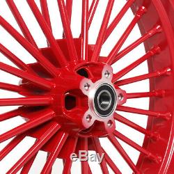 21'' & 16'' Red 36 Fat Spoke Front Rear Wheel Set For HARLEY FXST FXDWG Softail