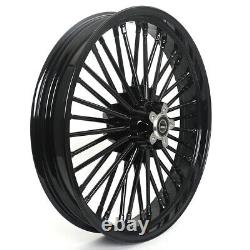 21 18 Black Fat Spoke Wheels Set Single Disc For Harley Sportster Softail Dyna