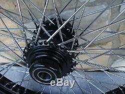 21 & 18 Black Front Rear 60 Spoke Wheel Set For Harley Softail Fxst Fxdwg