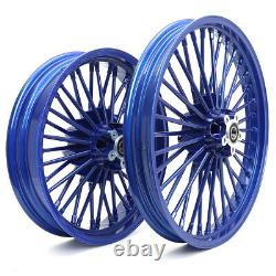 21 18 Blue Front Rear Wheels Fat Spokes Electra Glide FLHTCU FLHTC FLHTCI FLHT