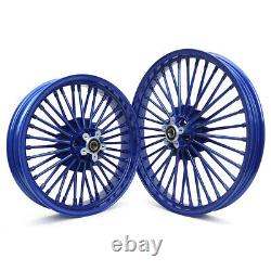 21 18 Blue Front Rear Wheels Fat Spokes Electra Glide FLHTCU FLHTC FLHTCI FLHT