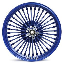 21 18 Blue Front Rear Wheels Fat Spokes Electra Glide FLHTCU FLHTC FLHTCI FLHT