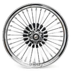 21&18 Chrome Fat Spoke Front Rear Wheel Rim Set for Harley Dyna Softail Touring
