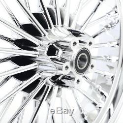 21&18 Chrome Fat Spoke Front Rear Wheel Rim Set for Harley Dyna Softail Touring