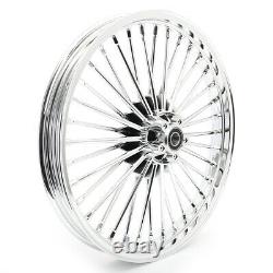 21 18 Chrome Front Rear Cast Wheels Rim Fat Spokes for Harley Dyna Softail