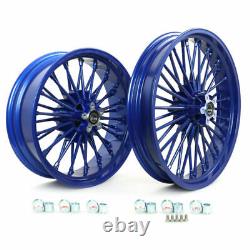 21×18 Fat Spoke Blue Front Rear Wheels for Harley Dyna Road King Electra Glide