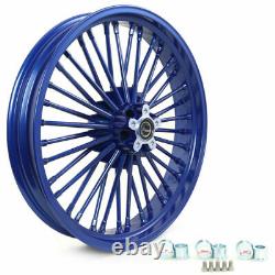 21×18 Fat Spoke Blue Front Rear Wheels for Harley Dyna Road King Electra Glide