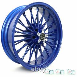 21×18 Fat Spoke Blue Front Rear Wheels for Harley Dyna Road King Electra Glide