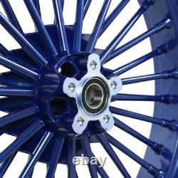 21×18 Fat Spoke Blue Front Rear Wheels for Harley Dyna Road King Electra Glide