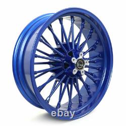 21×18 Fat Spoke Blue Front Rear Wheels for Harley Dyna Road King Electra Glide