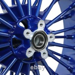 21×18 Fat Spoke Blue Front Rear Wheels for Harley Dyna Road King Electra Glide