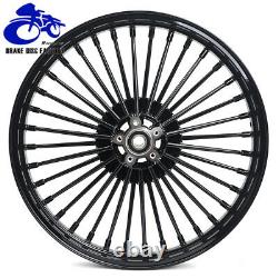 21 & 18 Fat Spoke Front Rear Wheel Rim Set for TOURING Softail Dyna Gloss Black