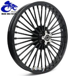 21 & 18 Fat Spoke Front Rear Wheel Rim Set for TOURING Softail Dyna Gloss Black