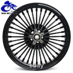 21 & 18 Fat Spoke Front Rear Wheel Rim Set for TOURING Softail Dyna Gloss Black