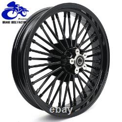 21 & 18 Fat Spoke Front Rear Wheel Rim Set for TOURING Softail Dyna Gloss Black