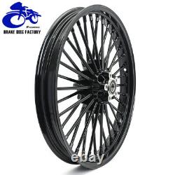 21 & 18 Fat Spoke Front Rear Wheel Rim Set for TOURING Softail Dyna Gloss Black