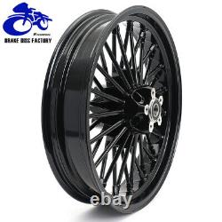 21 & 18 Fat Spoke Front Rear Wheel Rim Set for TOURING Softail Dyna Gloss Black