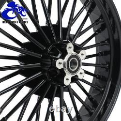 21 & 18 Fat Spoke Front Rear Wheel Rim Set for TOURING Softail Dyna Gloss Black