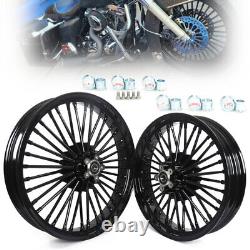 21 & 18 Fat Spoke Wheels Rims for Harley Softail Fatboy Heritage Deuce Classic