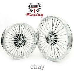 21 & 18 Front Rear Cast Wheels Double Disc Fat King Spoke Softail Touring Dyna