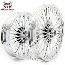 21 & 18 Front Rear Cast Wheels Double Disc Fat King Spoke Softail Touring Dyna