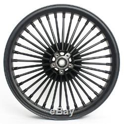 21 & 18 Front Rear Cast Wheels Single Disc 36 Fat King Spokes Softail Dyna Black