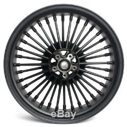 21 & 18 Front Rear Cast Wheels Single Disc 36 Fat King Spokes Softail Dyna Black