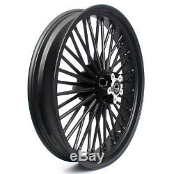 21 & 18 Front Rear Cast Wheels Single Disc 36 Fat King Spokes Softail Dyna Black