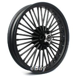 21 & 18 Front Rear Cast Wheels Single Disc 36 Fat King Spokes Softail Dyna Black