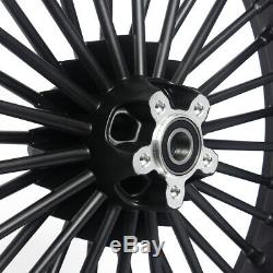 21 & 18 Front Rear Cast Wheels Single Disc 36 Fat King Spokes Softail Dyna Black