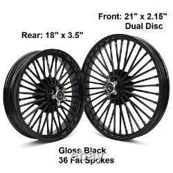 21 18 Front Rear Wheels Fat Spokes for Dyna Softail Heritage Sportster Touring