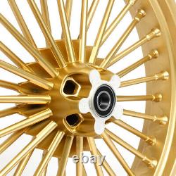 21 18 Gold Fat Spoke Front Rear Cast Wheels Single Disc Softail Dyna Touring