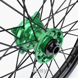 21&18 Spoked Wheels Rims Hubs Set For Kawasaki KX125 KX250 KX450F KX250F 06-18